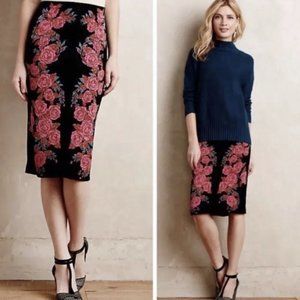 Anthropologie Holiday Ekaterina Kukhareva Knit Floral Skirt M